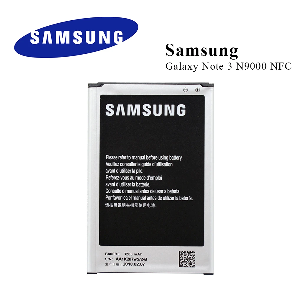 Оригинальный аккумулятор B800BE для Samsung Galaxy Note 3 N9000 N9006 N9005 B800BC с NFC 3200 мАч Li-Ion B800BU |