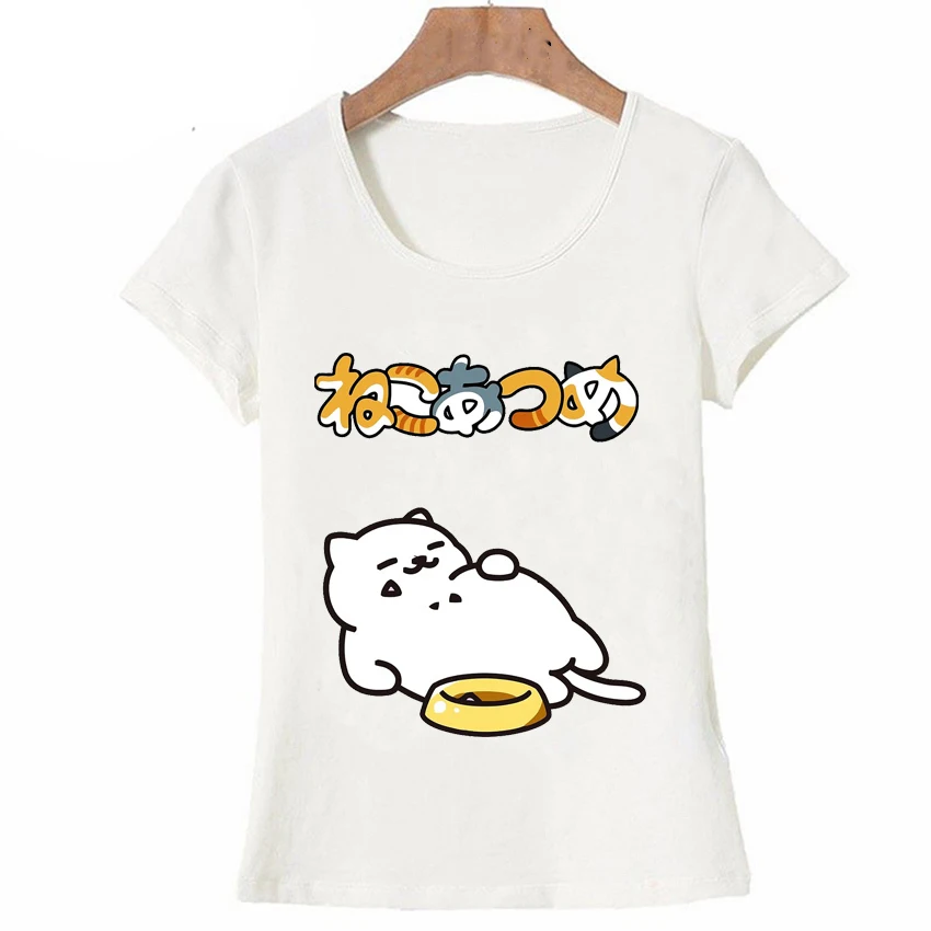 Женская футболка Neko Atsume модные вечерние футболки с принтом кошки из японского