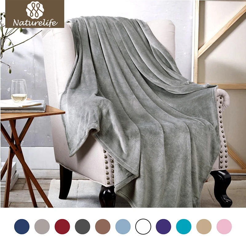 

Naturelife Warm Blanket soft Grey Plaid Travel Flannel Blanket For Beds Cobertor Throws Fleece Blankets high quality manta