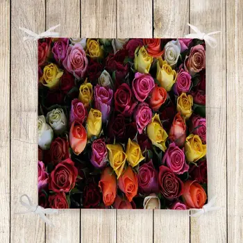 

Else Colored Roses Flowers Floral 3d Print Square Chair Pad Seat Cushion Soft Memory Foam Full Lenght Ties Non Slip Washable