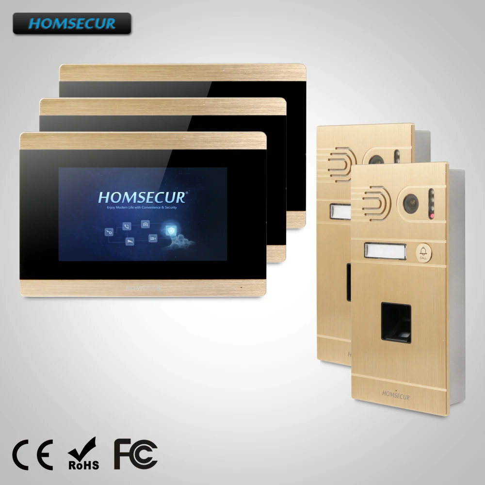 

HOMSECUR 7" Video Door Phone Intercom System+Touch Screen Monitor for Apartment BC061-G+BM715-G