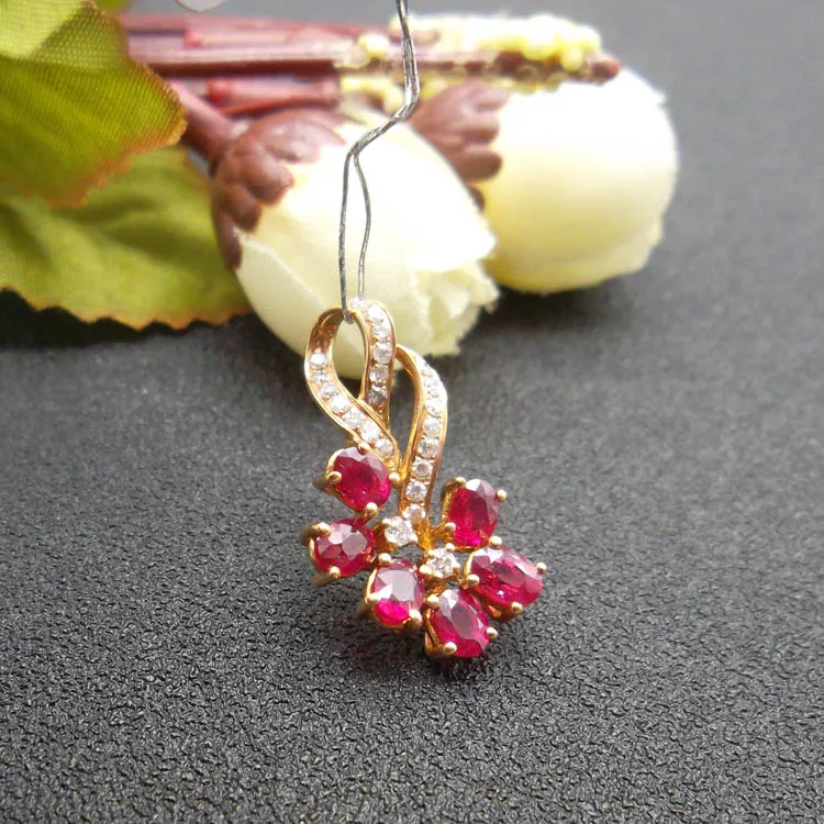 

shilovem 18K ROSE Gold natural Natural Ruby Pendants fine Jewelry Customizable Ethnic Pendants