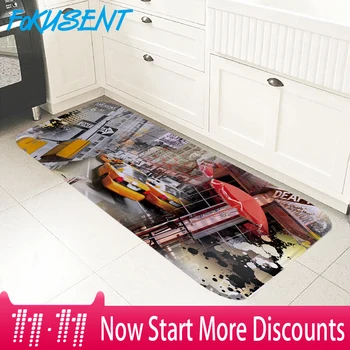 

FOKUSENT World Famous Architecture London Street View Soft Flannel Doormat Exercise Mat Floor Mat Carpet Tapete Door Mat