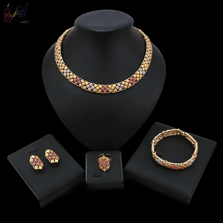 

YULAILI New Coming 2019 High Quality Zinc Alloy Rhinestone African Jewelry Sets for Women Costume