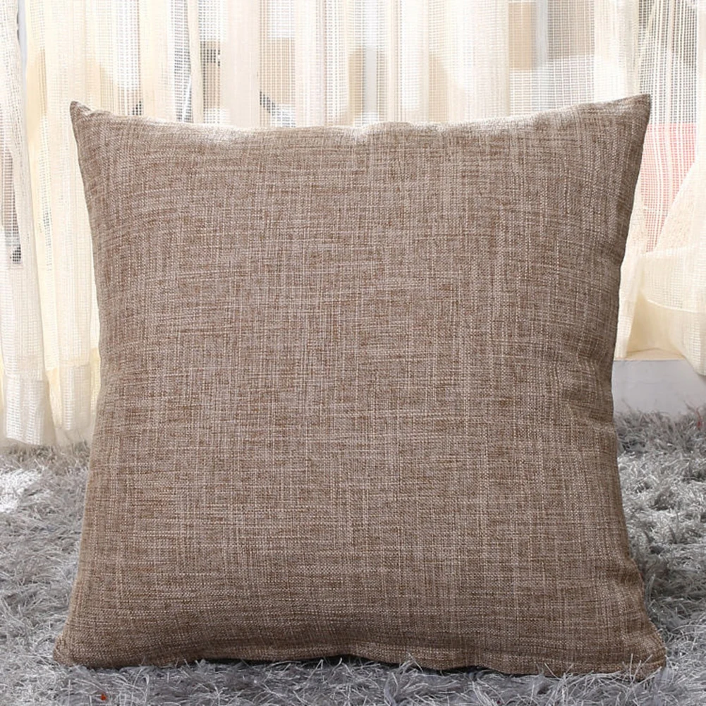 

18 Inch Vintage Linen Solid Pillow Case Waist Throw Cover Home