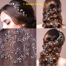 Богемия длиной в 1 м банданы для мужчин диадемы жемчуг со стразами свадебные женские аксессуары волос Hairbands короны и диадемы для женщи