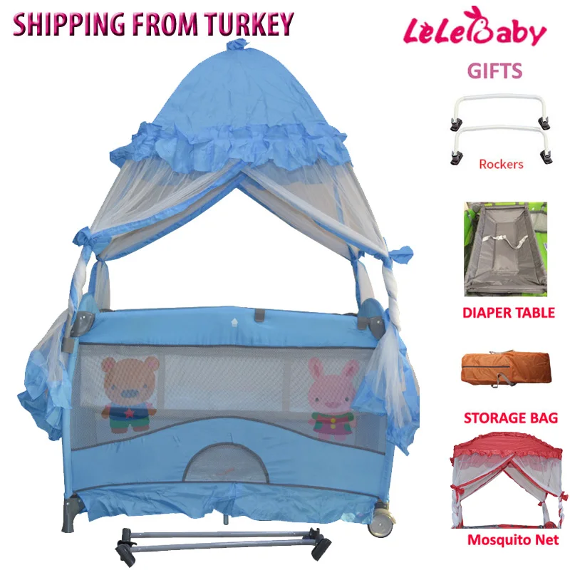 Lelebaby HH05 Portable Baby Crib Multifunctional Folding Baby Bed with