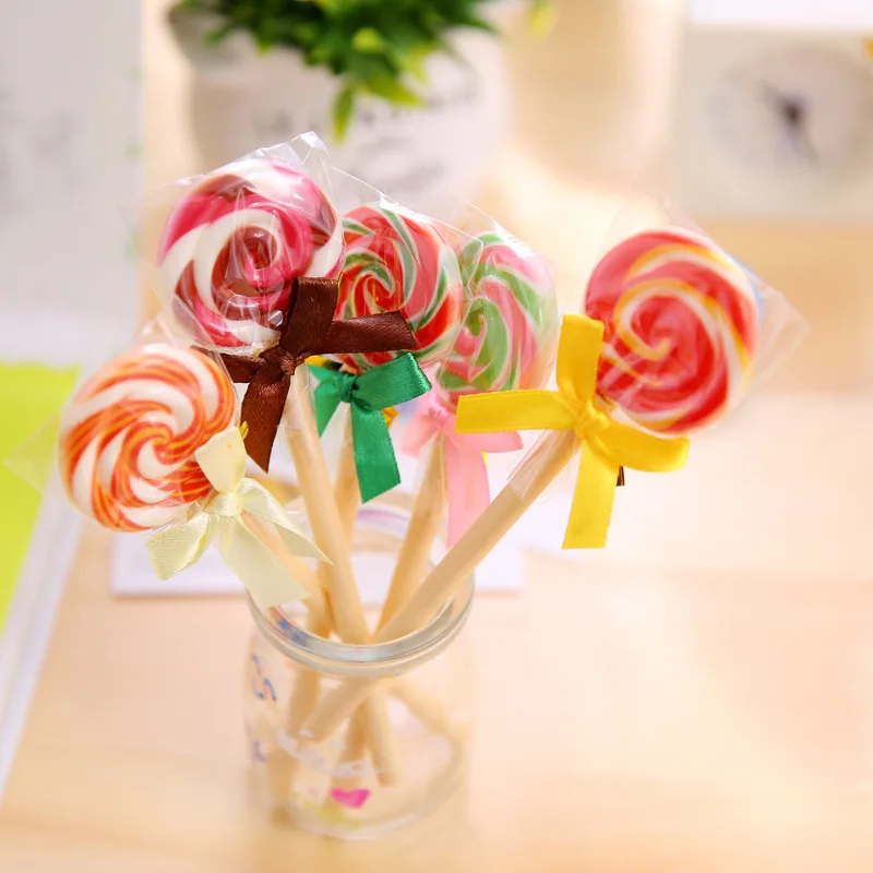

2 pcs/lot Kawaii Colorful Lollipop Ballpoint Pens for writing 0.5 mm black ink ball pen Kids gift school office supply