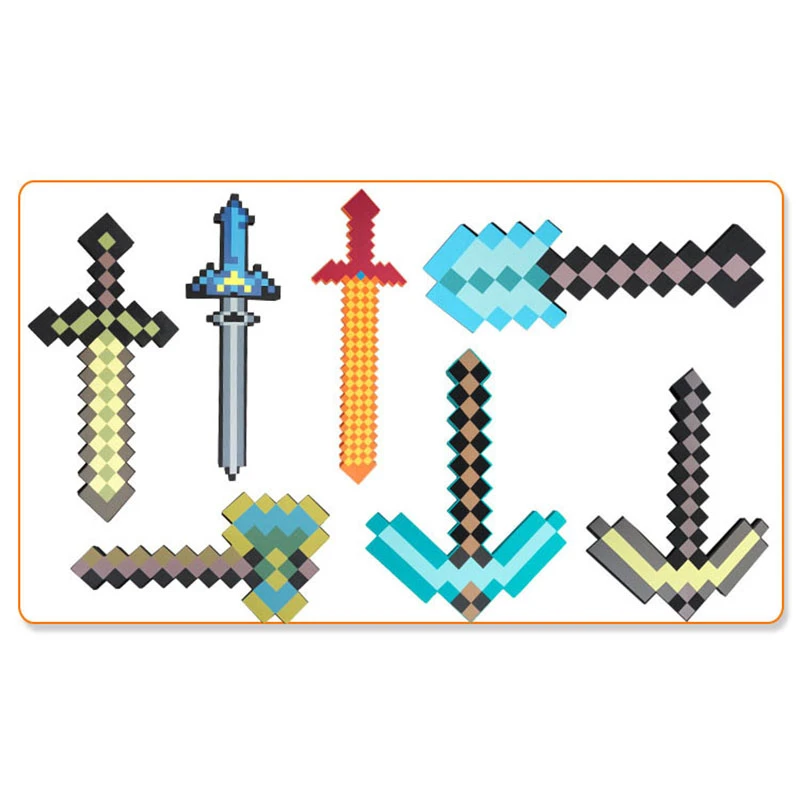Le Minecraft Avec L Argent Mousse Epee En Diamant Pioche Hache Pistolet Eva Livraison Gratuite Epee Eva Pioche Pistolet Armes En Mousse Modele Jouets Aliexpress