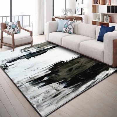 

Else Gray Black White Scandinavian Watercolor 3d Print Non Slip Microfiber Living Room Decorative Modern Washable Area Rug Mat