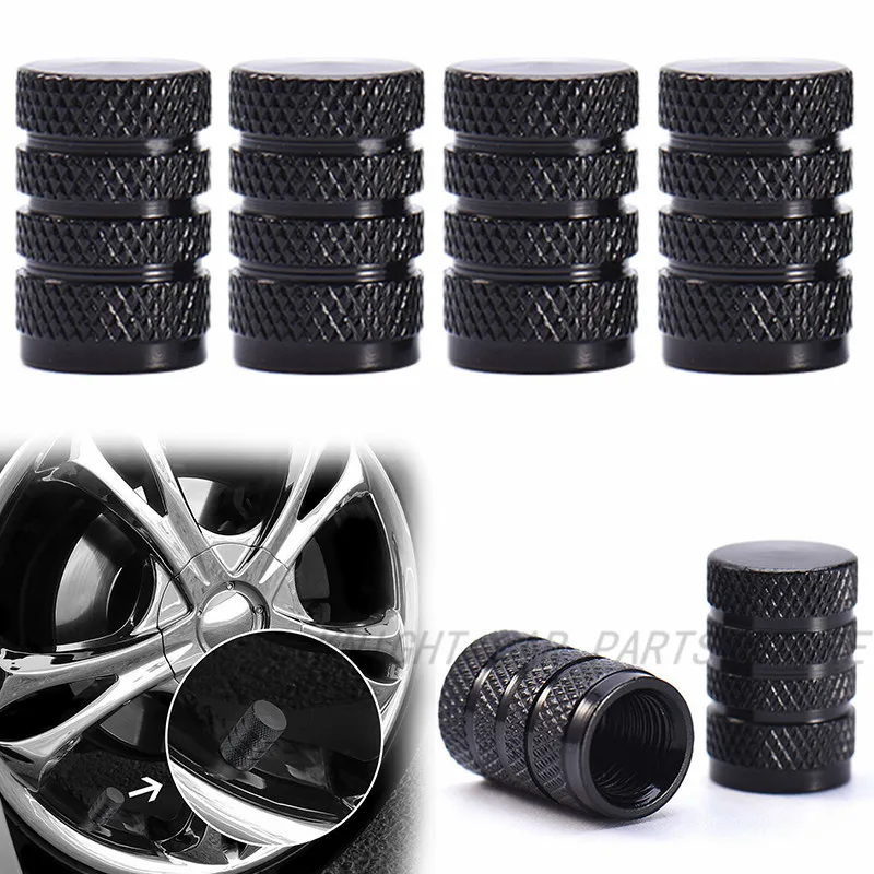 

4PCS Black Aluminum Car tire valve caps Bullet Unique Design Car Truck Air Port Cover Tire Rim Valve Wheel Stem Cap