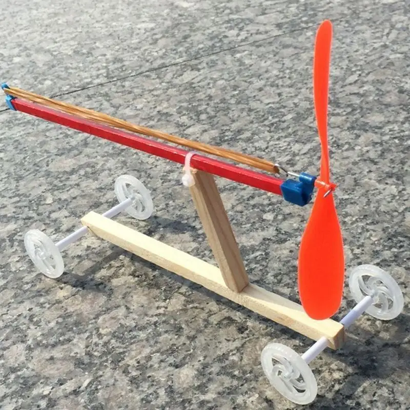 

Children Kids Toys DIY Wooden Cars Rubber Band Power Science Puzzles Models set