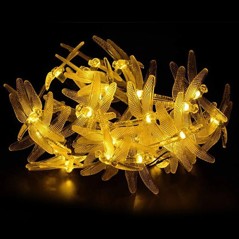 mising 20 led dragonfly solar light garden colorful string solar powered dragonfly garden lights