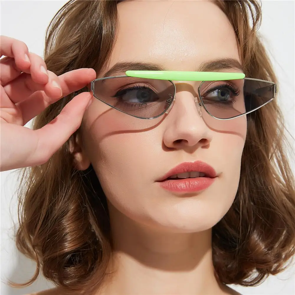 Женские солнцезащитные очки Cateye брендовая дизайнерская Ретро металлическая маленькая рамка uv400