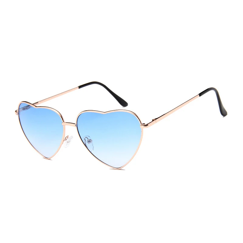 SIMPRECT, женские солнцезащитные очки с сердечком,, Ретро стиль, градиентная металлическая оправа, солнцезащитные очки, фирменный дизайн, Ретро стиль, Lunette De Soleil Femme - Цвет линз: 6