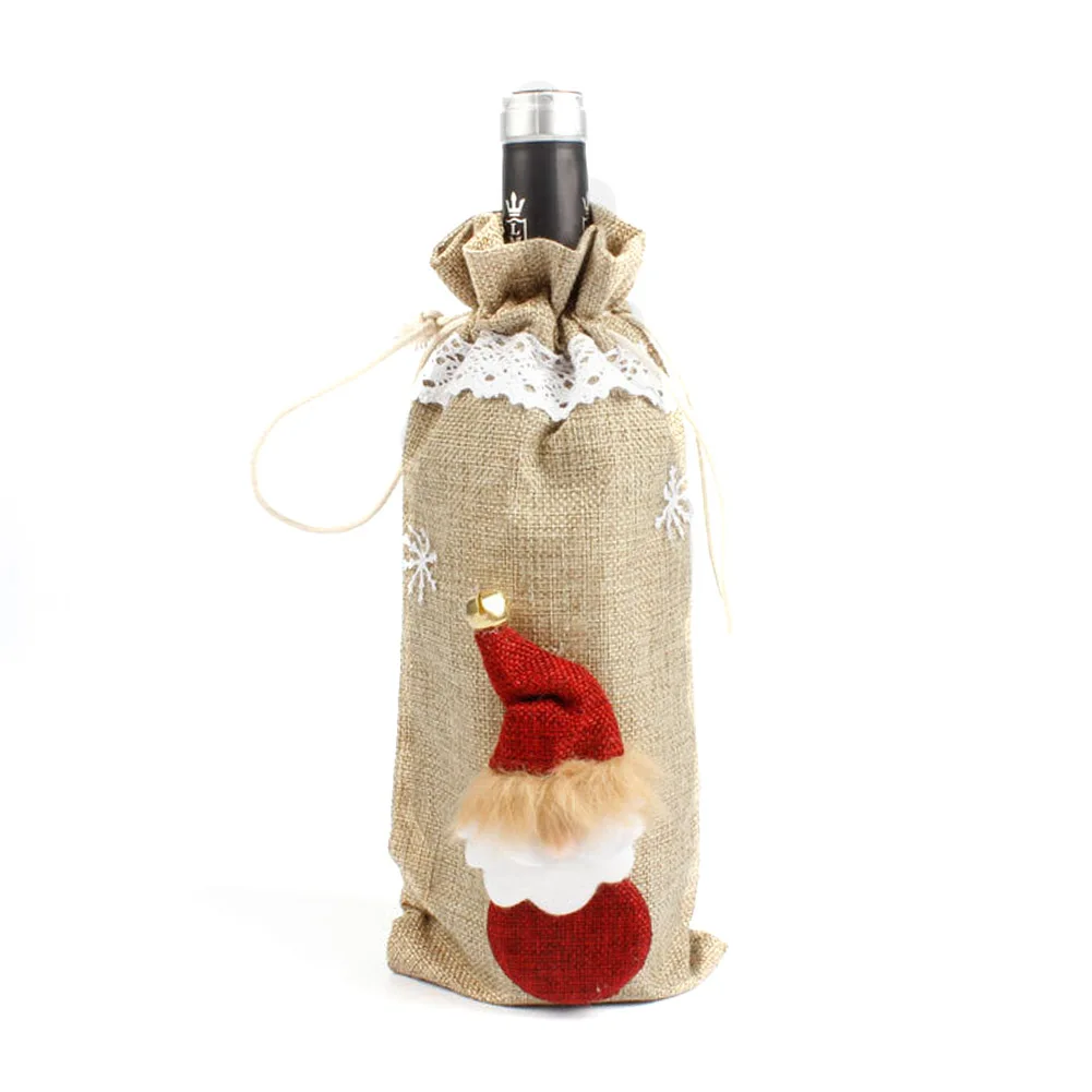 1 pc Christmas Elf Champagne Wine Bottle Cover Bags Red Wine Bottle Bags Sets Wedding Patry