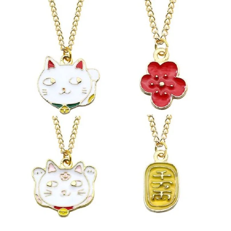 Модный кулон с изображением из мультфильма Lucky Cat Flower Очаровательная монета милые