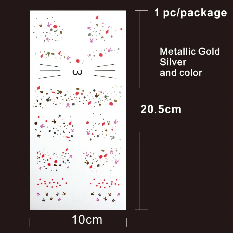 FT1805 Золотой и серебристый неправильной формы пятна блеск веснушки кошка лицо макияж татуировки стикер для тела макияж inpsired