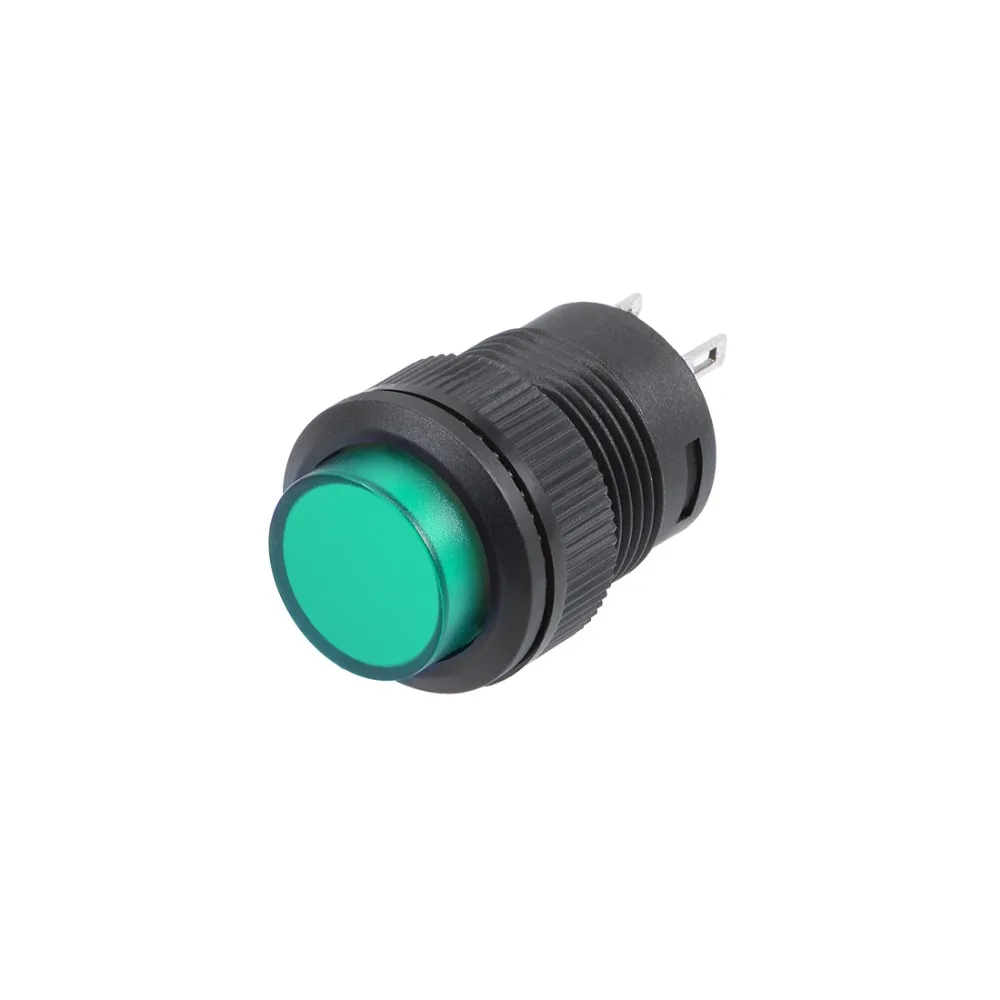 

UXCELL 5 PCS Switches 16mm Latching Push Button Switch Green LED Light Round Button Electrical Equipment Supplies SPST 1 NO 1 NC