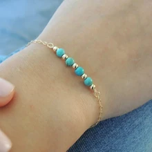 Леди Boho Стиль Бисером Зеленый Камень Природы Браслет Простой Моды Браслет-Цепочка Ежедневно Ювелирные Изделия Лучший Подарок для Лучшей Подруги