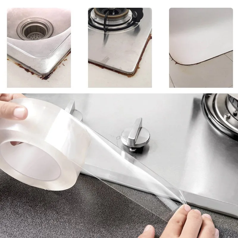 

Transparent Nano Magic Tape Kitchen Sink Waterproof Mildew Strong Self-adhesive Tape Bathroom Toilet Crevice Sink Pool Sticker