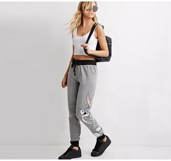 

Sporty Regular Soft Light Pants For Women Cartoon Print