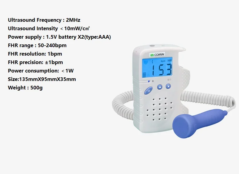 Фетальный допплер FD-200D устройство обнаружения сердечного ритма плода легко использовать для дома перезаряжаемый ЖК-дисплей Fetal Doppler