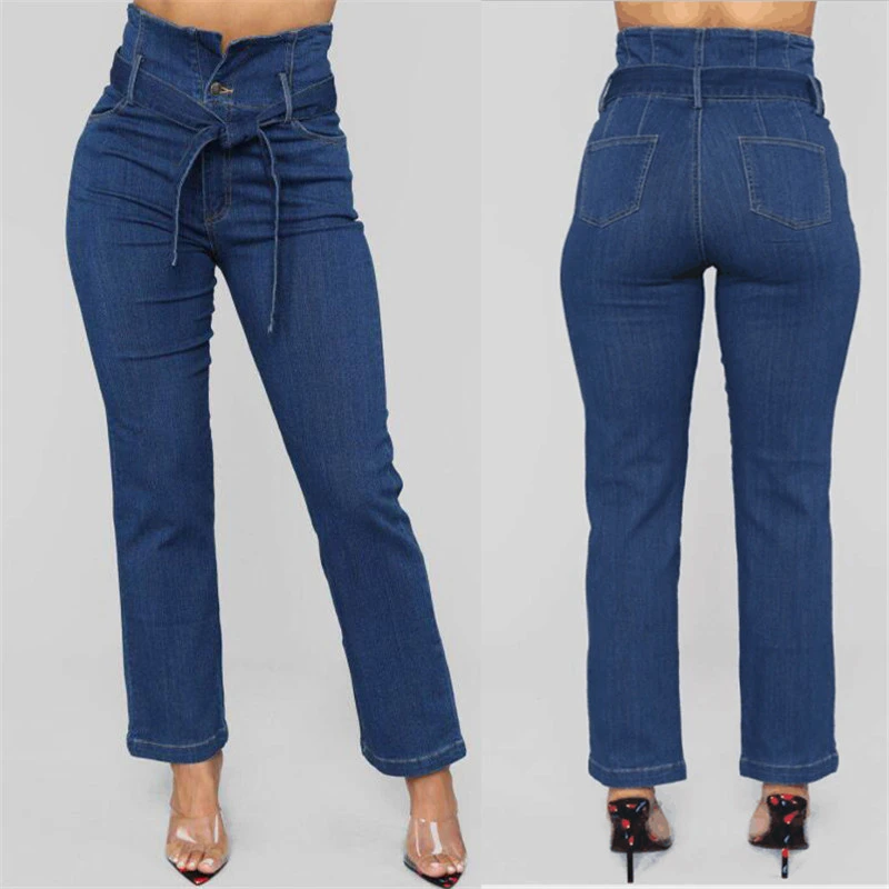 high waist single button jeans