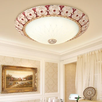 

European style Round Glass Ceiling Lights warm romantic simple LED bedroom light crystal ceiling lamp AC110-240V Modern LED lamp