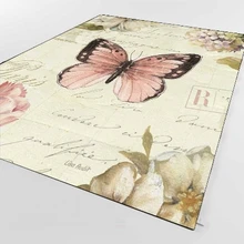 Else ручная работа Винтажный Розовый Черный Бабочка 3d принт Нескользящая микрофибра Гостиная декоративный современный моющийся коврик