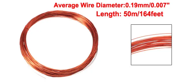 uxcell 0.15mm Dia Magnet Wire Enameled Copper Wire Winding Coil 164ft Length Widely Used for Transformers Inductors 