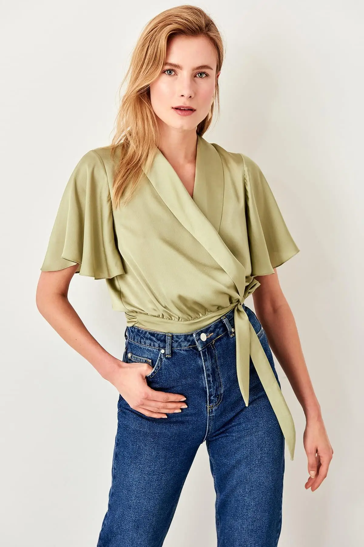 Trendyol Мятная шнуровка подробная Bluz TWOSS19BB0425 |