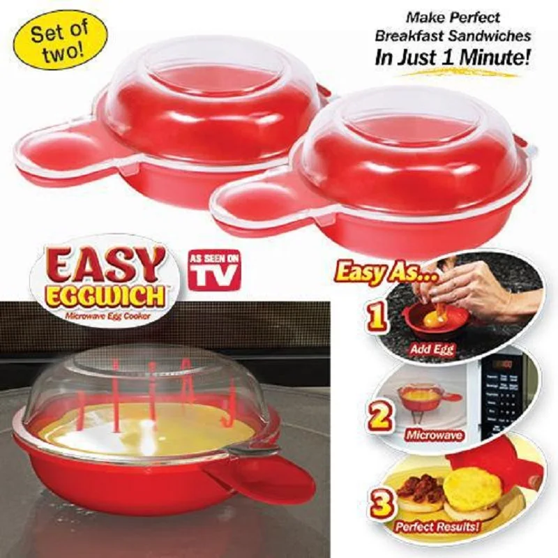 

2Pcs/Set Easy Eggwich Cooking Tool Egg Hamburg Pancake Omelet Maker Microwave Cheese Cooker Egg Tools Kitchen Baking Accessories