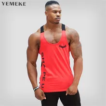 YEMEKE 2018 Fitness font b Men b font Bodybuilding Tank Tops Sleeveless Gyms Clothing Singlet Cotton