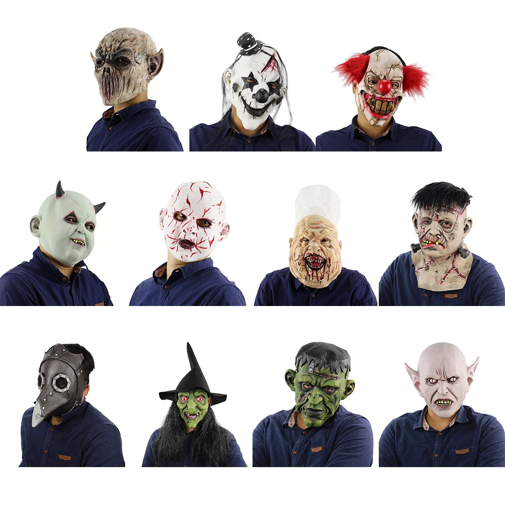 

Halloween Latex Mask Horrifying Mask Funny Party Full Head Latex Mask For Masquerade Halloween Costume Festival Party Supplies
