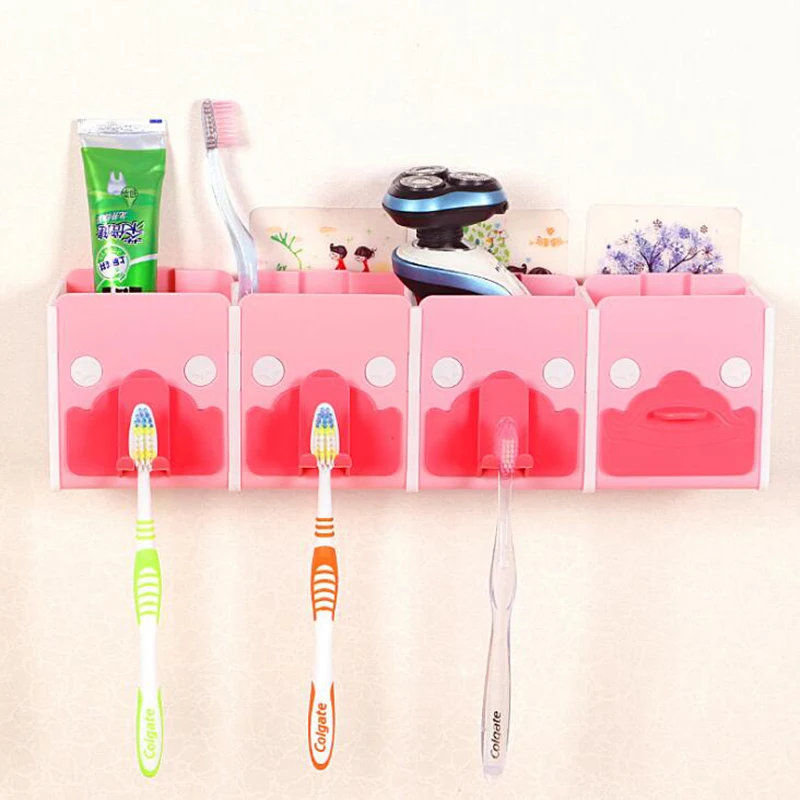 Removable hanging creative combination toothbrush holder Free 2 hooks