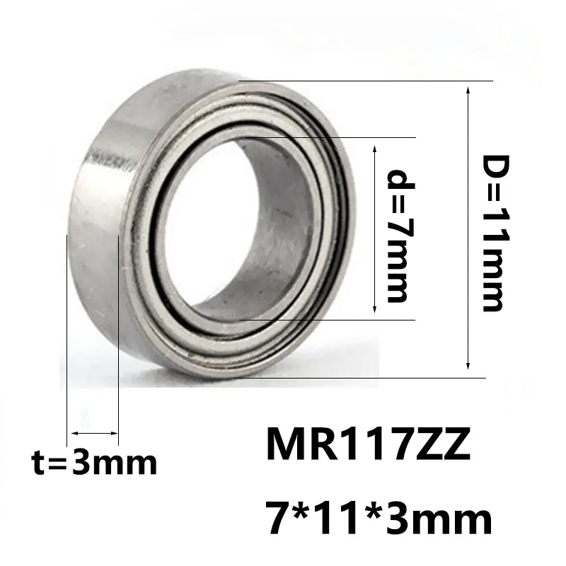 5 шт./лот MR117ZZ подшипник Глубокий шаровой подшипник Миниатюрный Мини подшипник MR117-ZZ 7*11*3 мм 7x11x3 52100 хромированная сталь