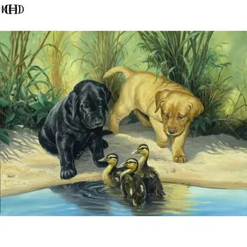 

Diamond Embroidery animals DIY Diamond Painting Cross Stitch dogs and duck Full Rhinestones Mosaic home Decorative paintings