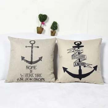 

The faithful Anchor print quality couch cushion cotton linen seat back cushions Home decorative pillows 45x45cm pillowcase 1pc