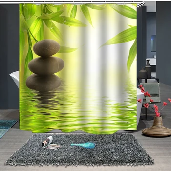 

Custom Made Shower Curtain Bathroom Curtain Partition 1.5 x 1.8m 1.8 x 1.8m 1.8 x 2m Cobblestone Banboo