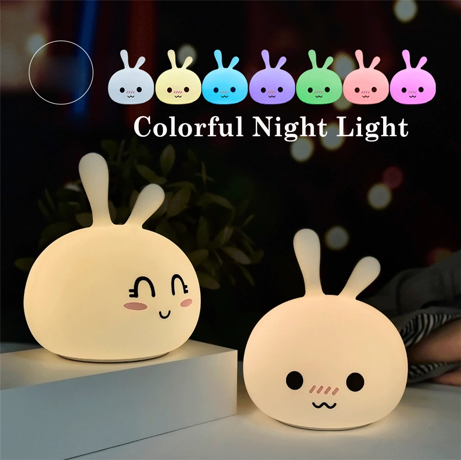 

Cute Silicone LED Night Light Color Changing LED Bedside Light for Children Kid Girls Toy Gift Baby Bedroom Night Lamp