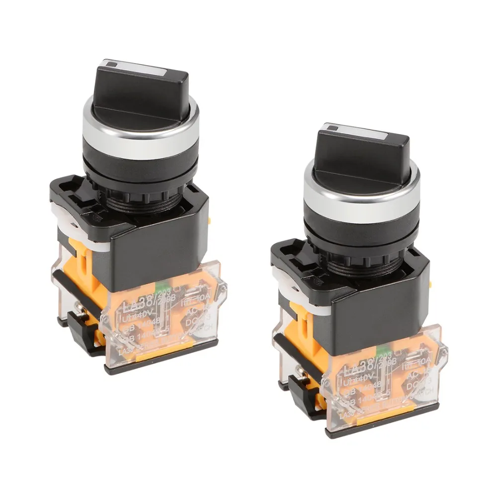 

UXCELL 2pcs Switches Latching Lock 2 Positions Rotary Selector Select Switch DPST 440V 10A 22mm Mounting Hole Dia Supplies