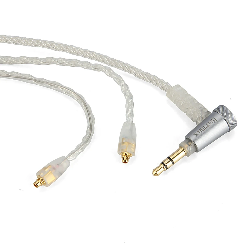 Кабель для наушников Earmax MMCX, разъем 3,5 мм, кабель для обновления аудио с серебряным покрытием, волнистый провод для Shure для JVC для UE для Westone