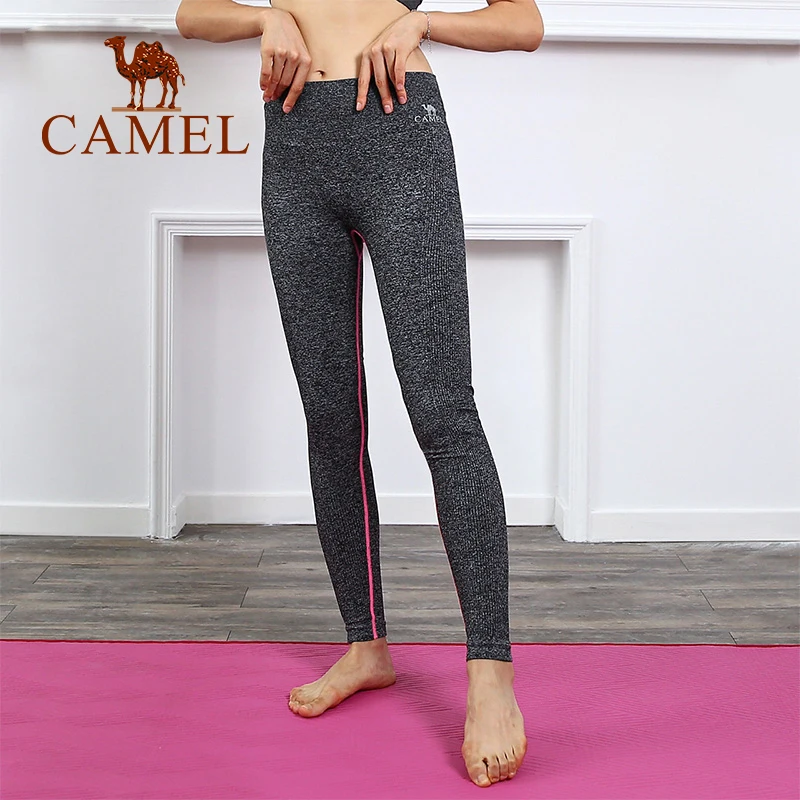 

CAMEL Fitnness Women's Soft Yoga Pants Tight Stretch Breathable Smooth Pants Elasticity For Women's Gray Color Size S-L