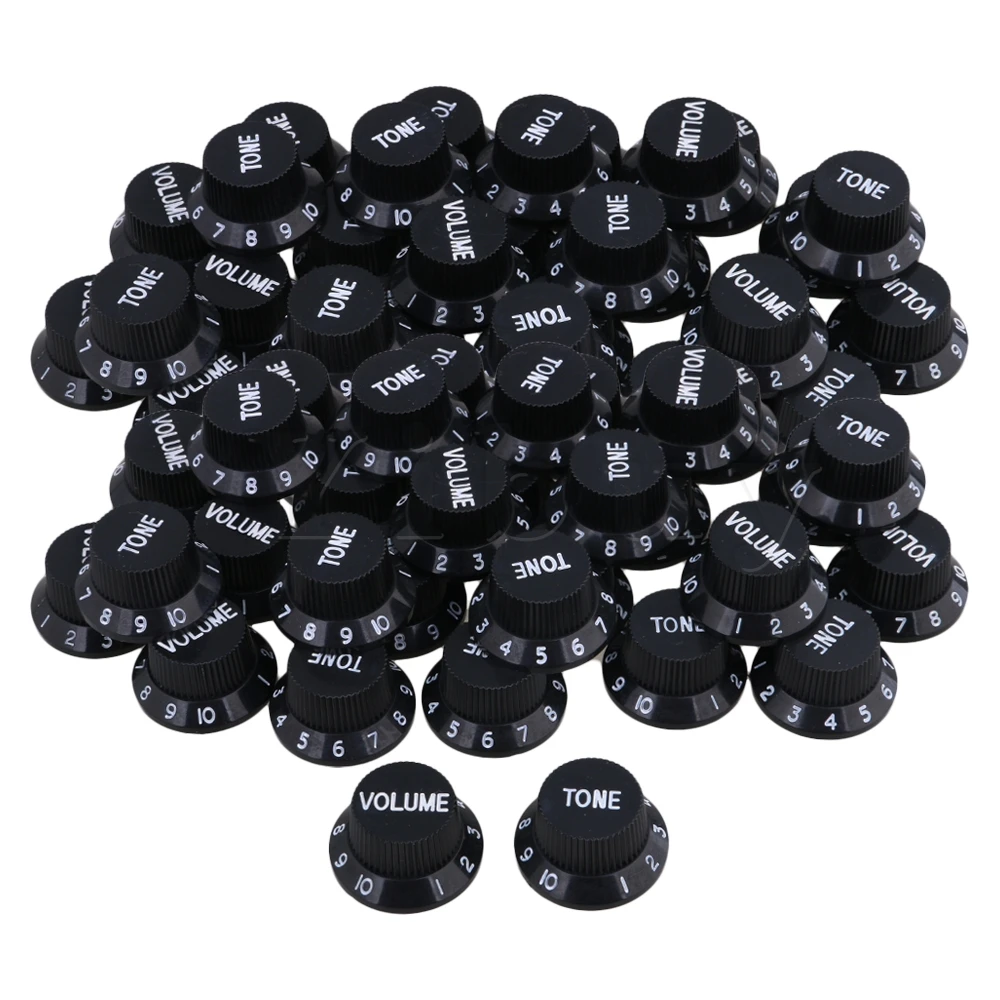 Buy Yibuy 20pcs Black Plastic 1 Volume 2 Tone Control Electric Guitar Knob w