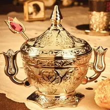 Турецкий стильный Copperplate винтажный подарок турецкий восторг сахар глубокая тарелка с ложкой