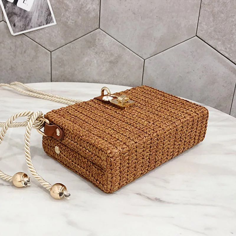 Women Hot Straw Bags Female Summer Beach INS Popular Handbag Lady Casual Rattan Shoulder Bag Travel Woven Mini Crossbody SS3122 (10)