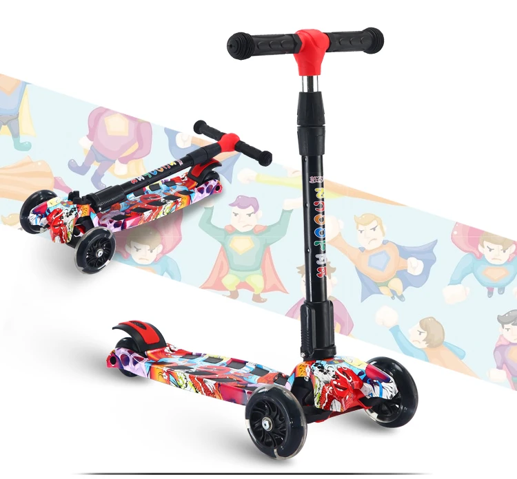 Детская Kick скутер для маленьких детей ПУ 4 колеса Fashing открытый игрушка 2-12years старый Бодибилдинг разборки пластиковые высоте