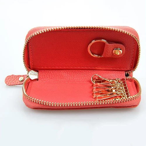 Модный кожаный кошелек на молнии ключи от машины кошелек-Сумочка с кардхолдером простой дизайн портмоне с ключами вешалка для хранения