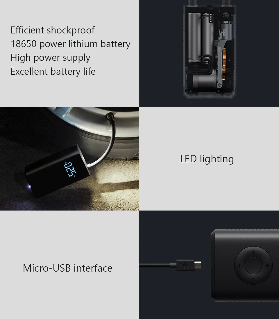 Xiaomi Electric Air Pump Mijia Rechargeable inflator 150PSI Smart Digital Tire Pressure Detection for Football Car Bike Pump
